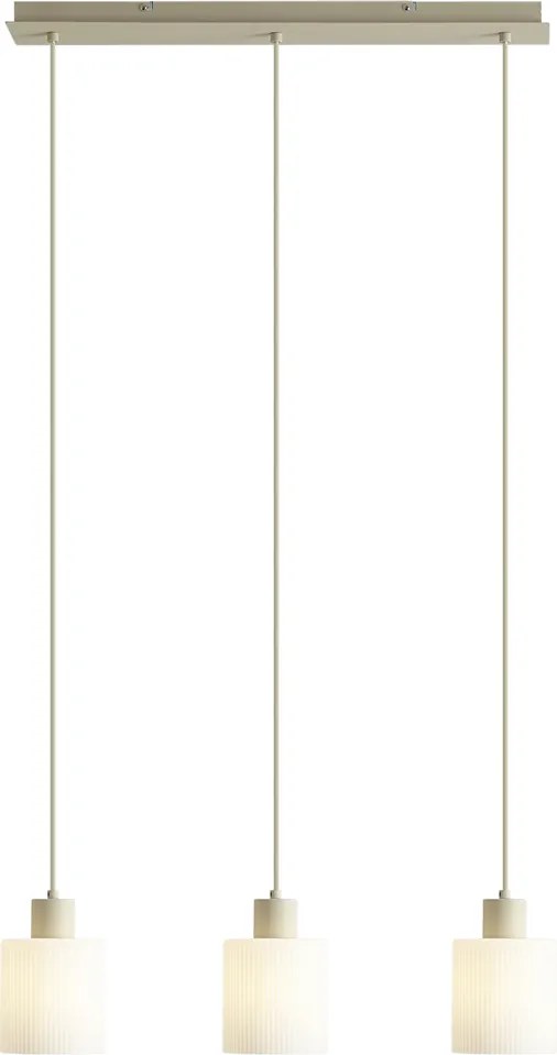 Skandináv függőlámpa bézs színben, fehér üveggel, 3-lámpás - Wisp