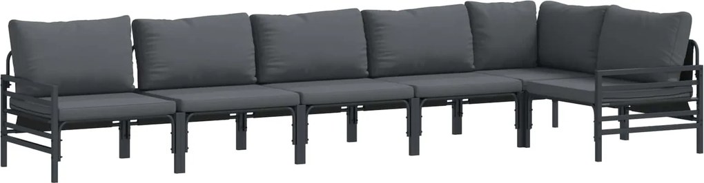 vidaXL Kerti Kanapé Szett párnával 6 pcs Fekete Acél