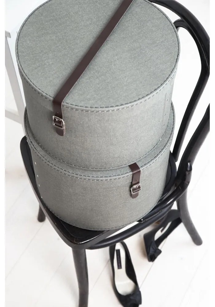 Szürke fedeles karton tárolódoboz szett 2 db-os ø 37,5x25,5 cm Rut Canvas Paper Laminate – Bigso