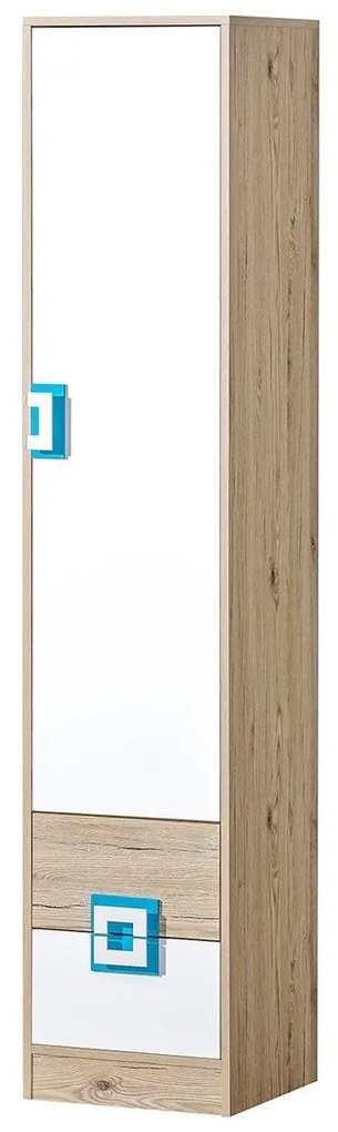 Polcosszekrény Niles NI05 (világos tölgy + fehér + türkiz). 1058374