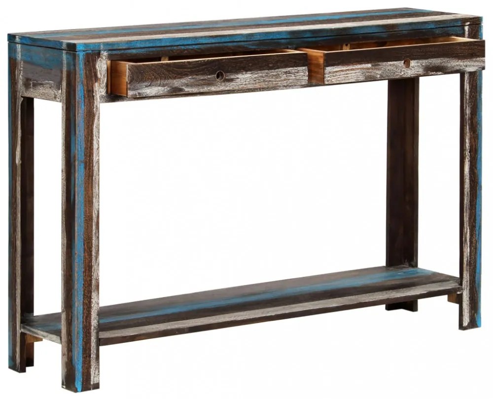 Vintage stílusú tömör fa tálalóasztal 118 x 30 x 80 cm