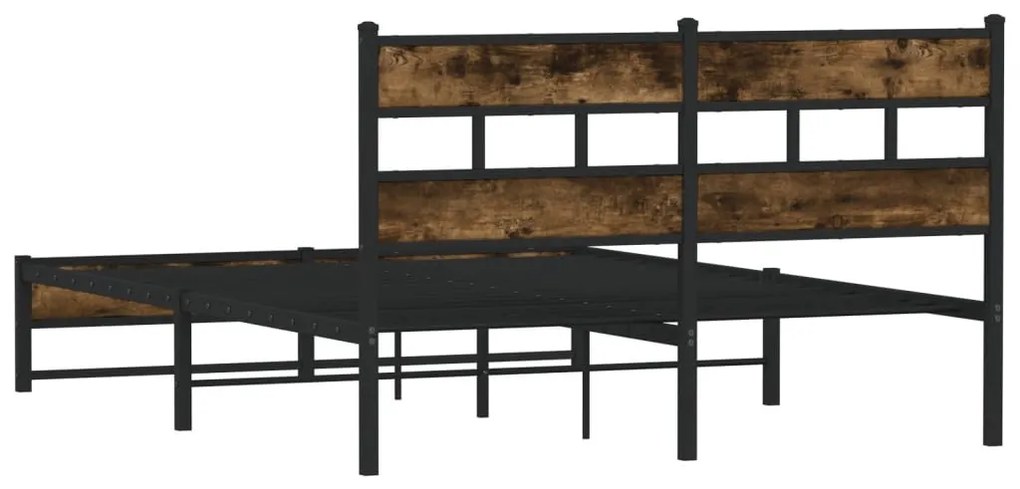 füstös tölgy színű fém ágykeret matrac nélkül 135 x 190 cm