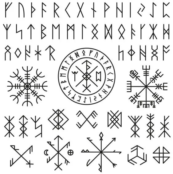 Illusztráció Futhark viking norse. Runic design icons,, LadadikArt