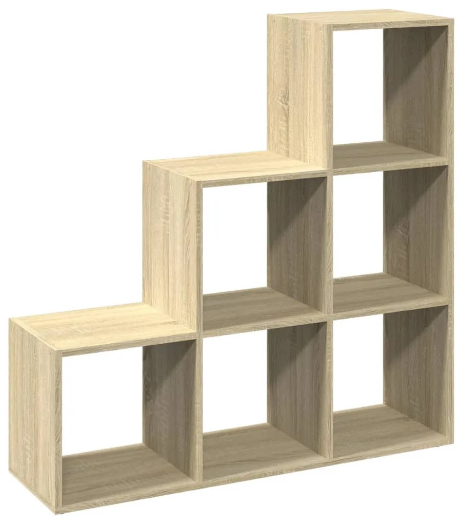 3 szintes sonoma tölgy fa térelválasztó könyvespolc 99x29x99 cm