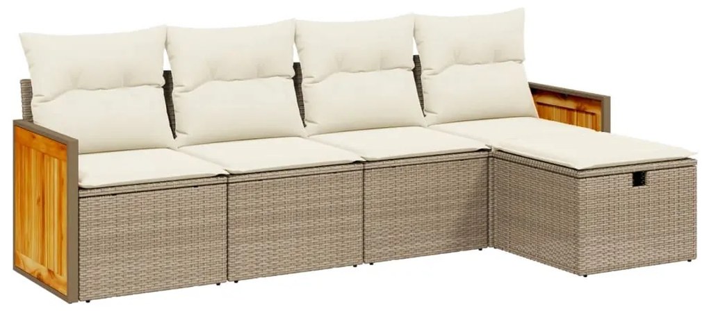 5 részes bézs polyrattan kerti ülőgarnitúra párnákkal