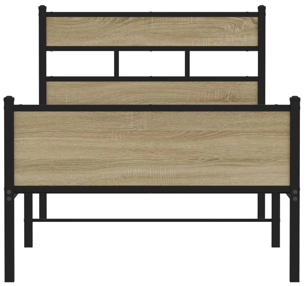 vidaXL sonoma tölgy színű szerelt fa ágykeret matrac nélkül 107x200 cm