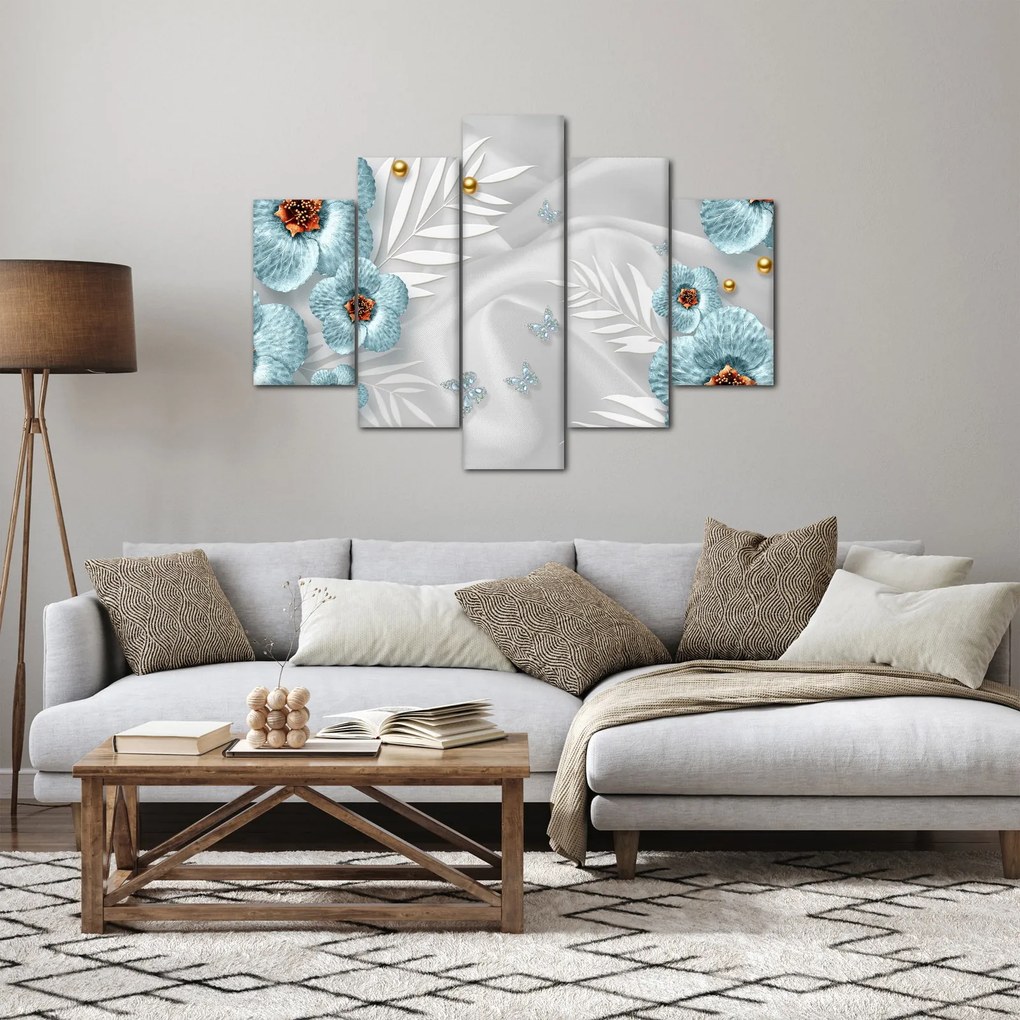 Kép - 3D kék virágok (150x105 cm)