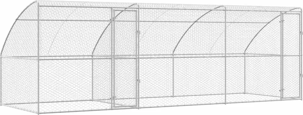 vidaXL Kutyaház tárolóval 3 pcs Ezüst 6 x 2 x 2 m Horganyzott acél