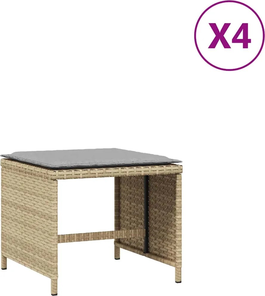 vidaXL 4 db vegyes bézs polyrattan kerti szék párnával 41 x 41 x 36 cm