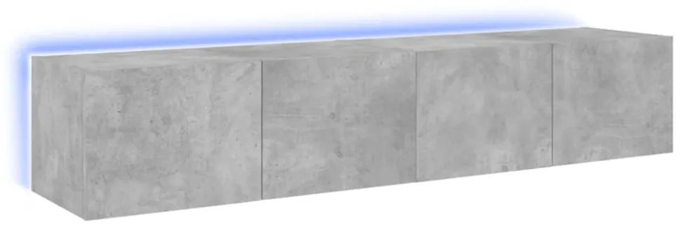 2 db betonszürke fali TV-szekrény LED-del 80x35x31 cm