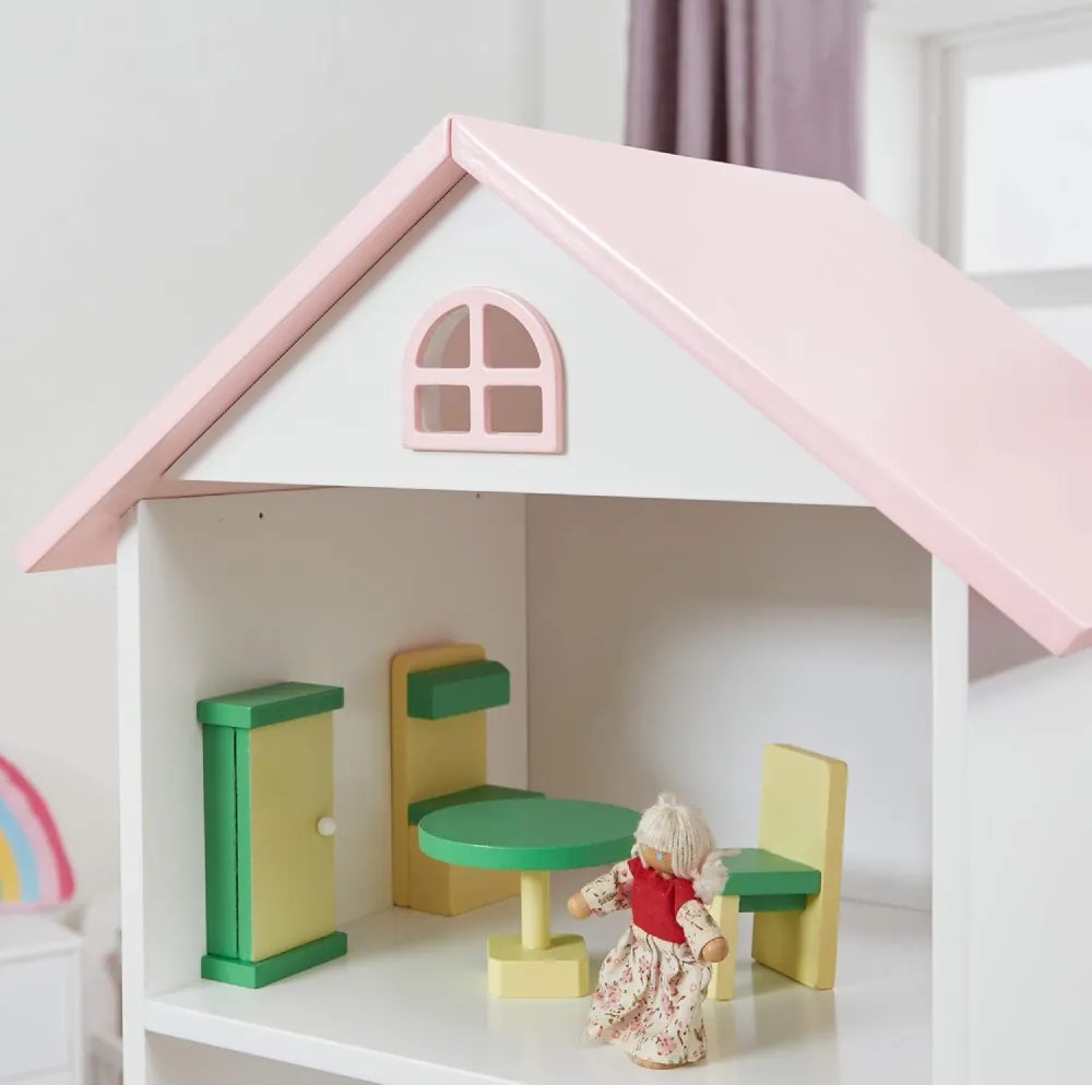 Gyerek könyvespolc, fehér/rózsaszín, MAISON TYP 2