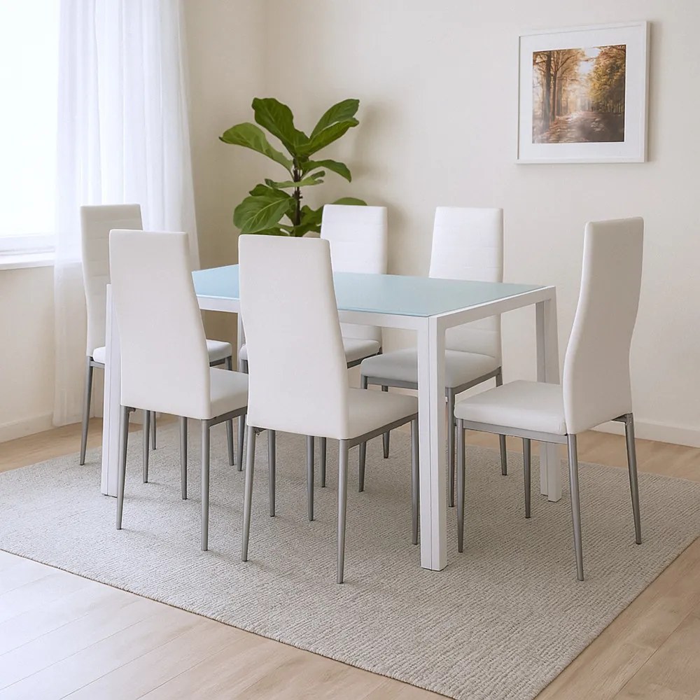 Mabel 6+1 étkező garnitúra fehér-szürke