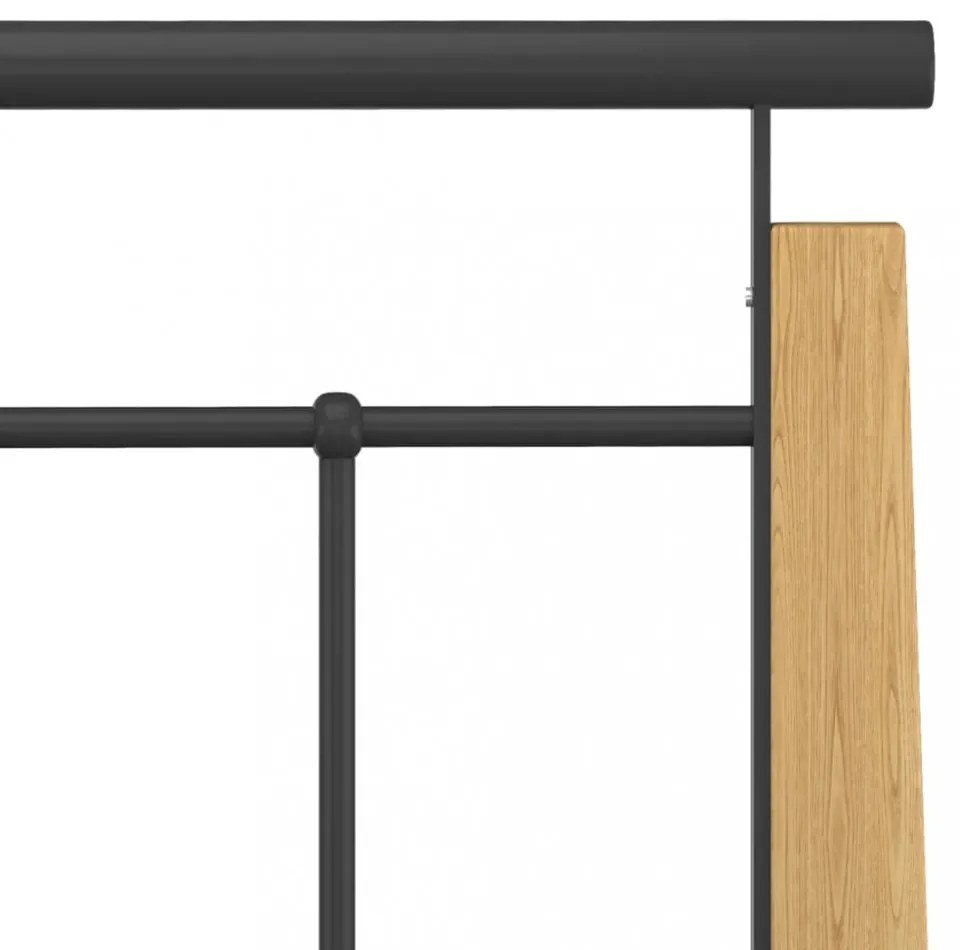vidaXL fém és tömör tölgyfa ágykeret 90 x 200 cm