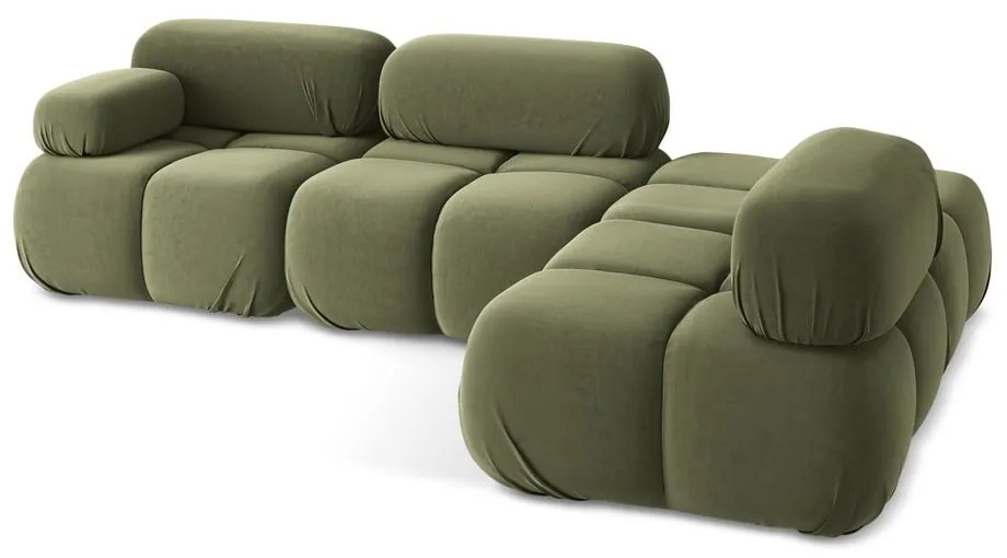 Világoszöld bársony moduláris sarokkanapé (jobb oldali) Lokua – Makamii