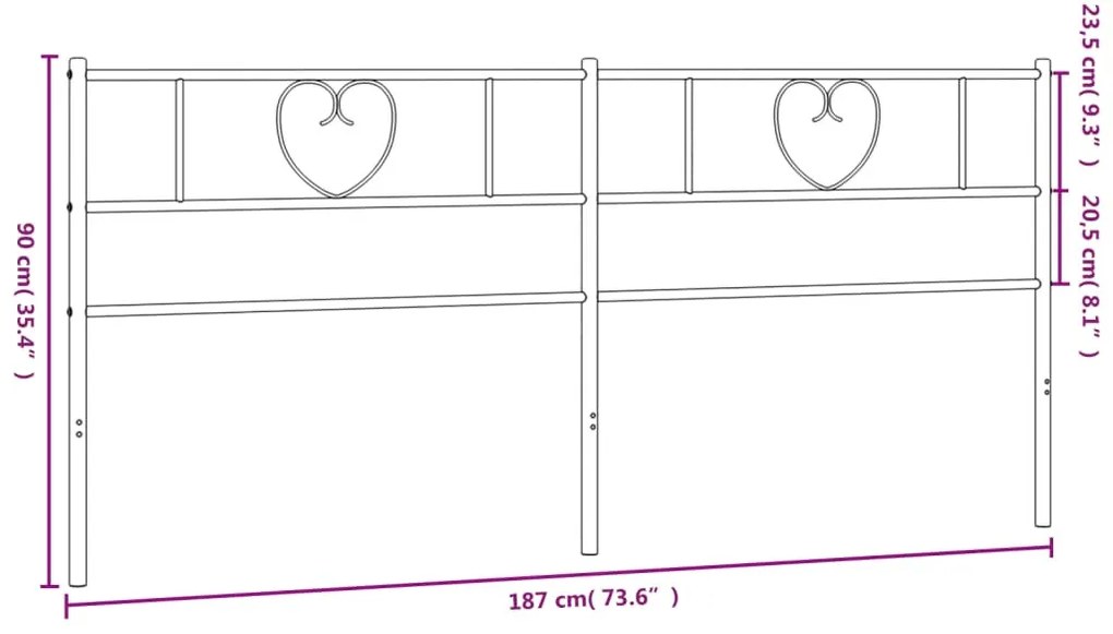 fehér fém fejtámla 180 cm