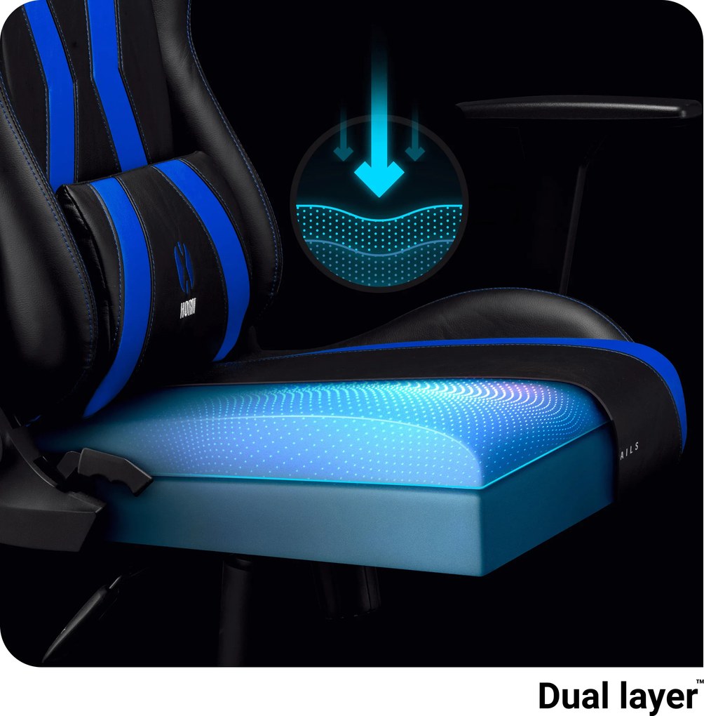 Gamer szék műbőr Normal Size, fekete-kék: Diablo X-Horn 2.0