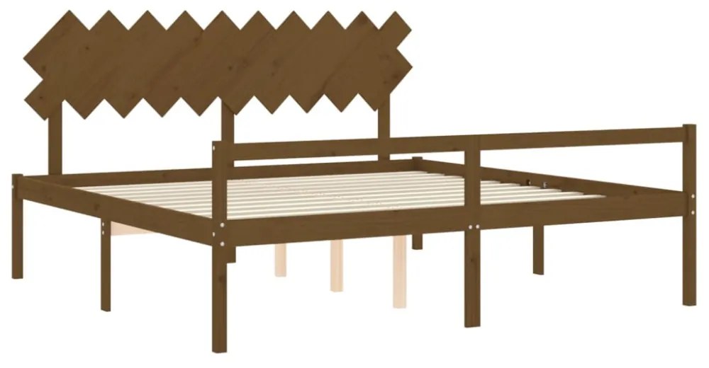 mézbarna tömör fa ágy időseknek fejtámlával 200x200 cm