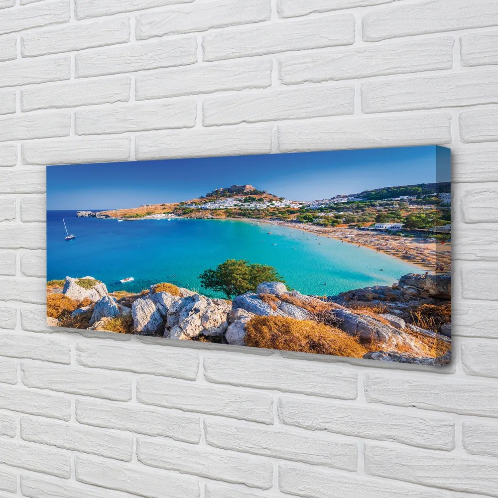 Canvas képek Görögország Coast tengerpart panoráma 125x50 cm
