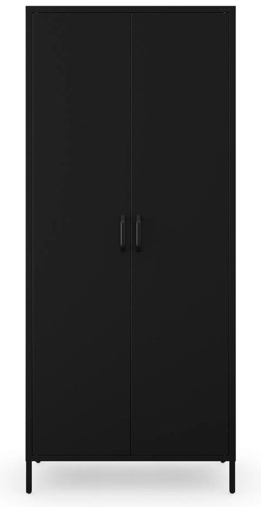 Ruhásszekrény fém loft stílusú lábakon fekete, 800x1850x450 mm: FLAVIO Modern