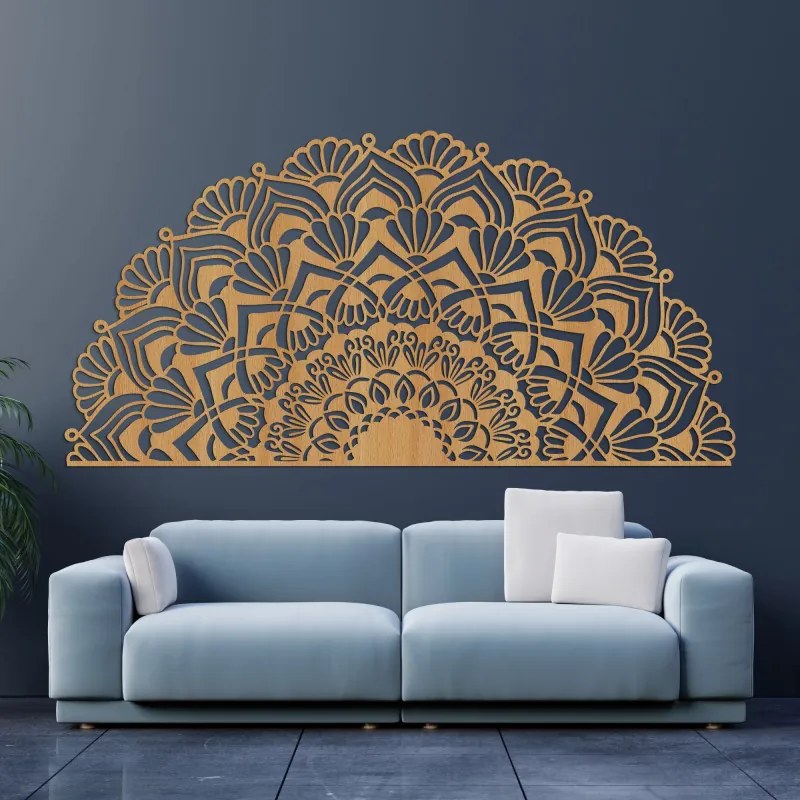 Modern, félig fából készült mandala falra | MENSIS