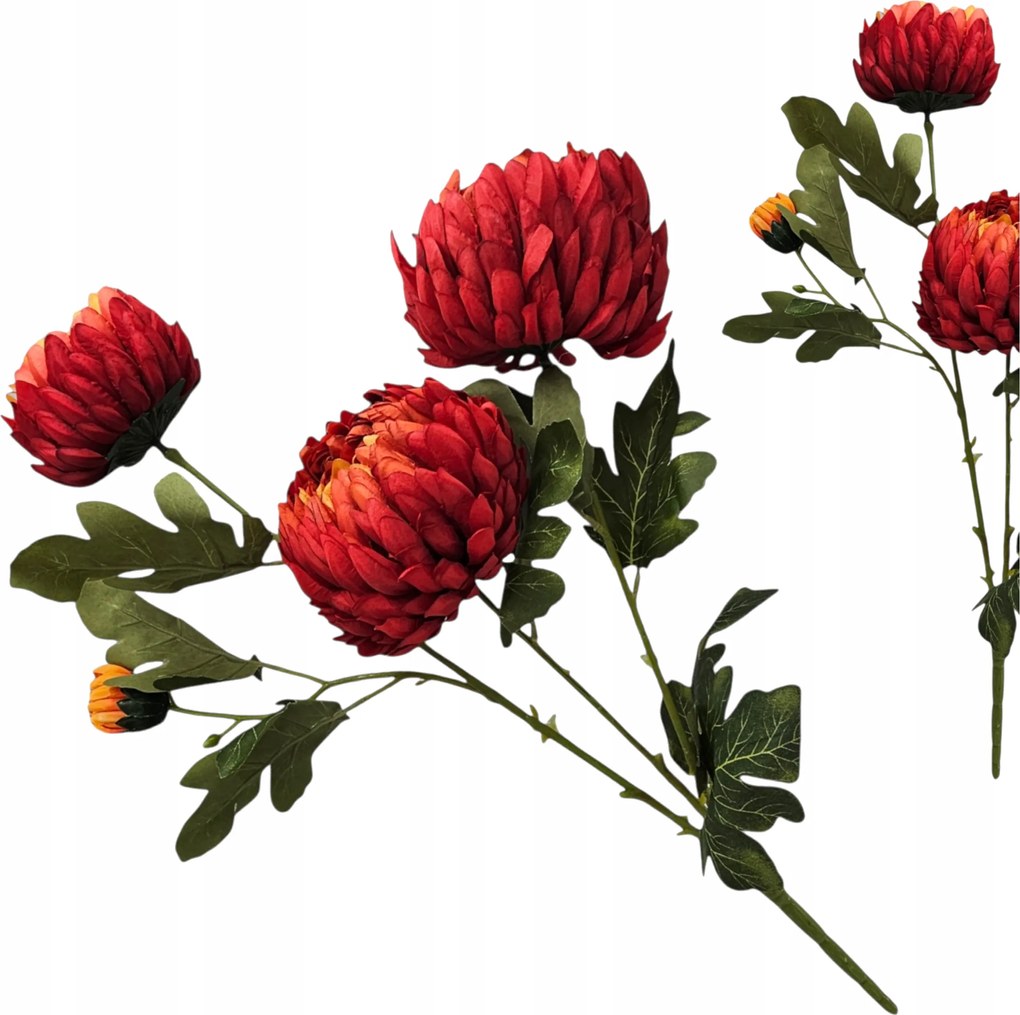 Krizantém Nagy Csokor Mesterséges Krizantém 60 cm Piros RT6460-FG028