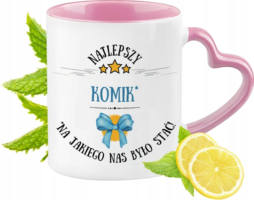 Komikus Bögre Rózsaszín Szív Alakú Füllel Kávé Ajándék