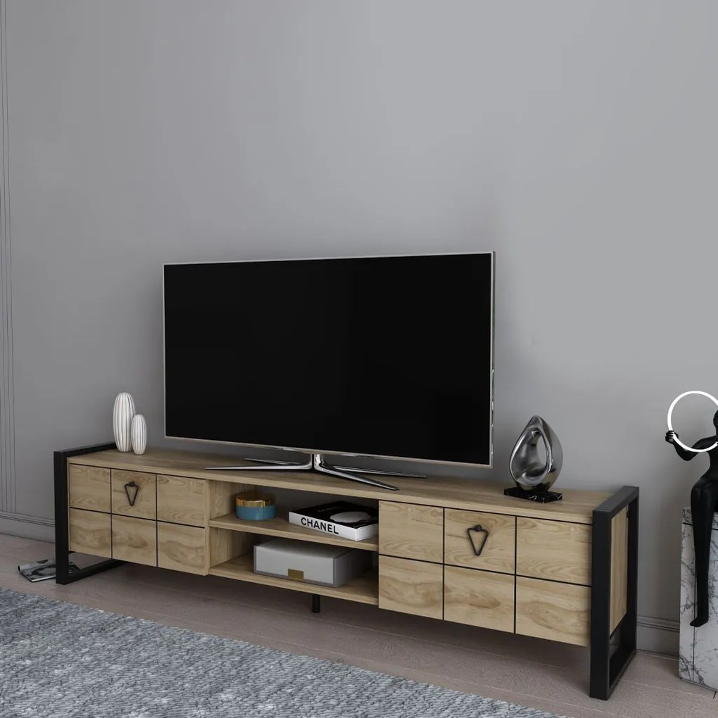 Mila TV-állvány, oud tölgy-fekete, 184 cm