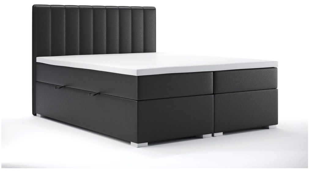 Franciaágy Boxspring 180 cm Ranaly (fekete öko-bőr) (tárolóhellyel). Akció -17%. 1044312