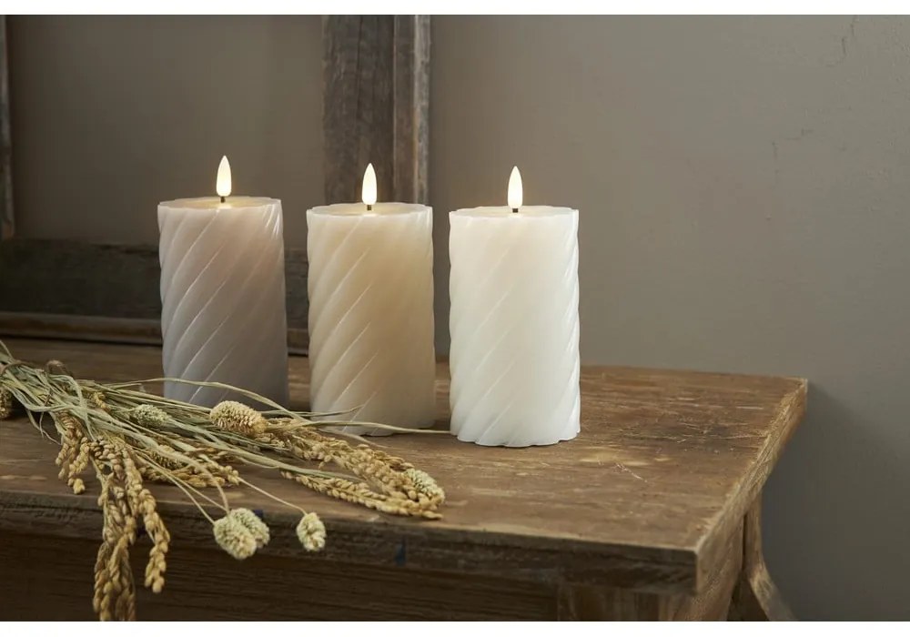 Flamme Swirl fehér LED viaszgyertya, magasság 15 cm - Star Trading