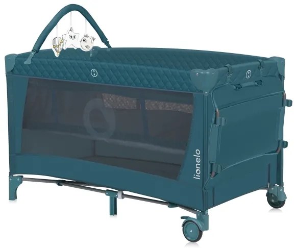 Lionelo - FLOWER utazóágy zöld-türkiz