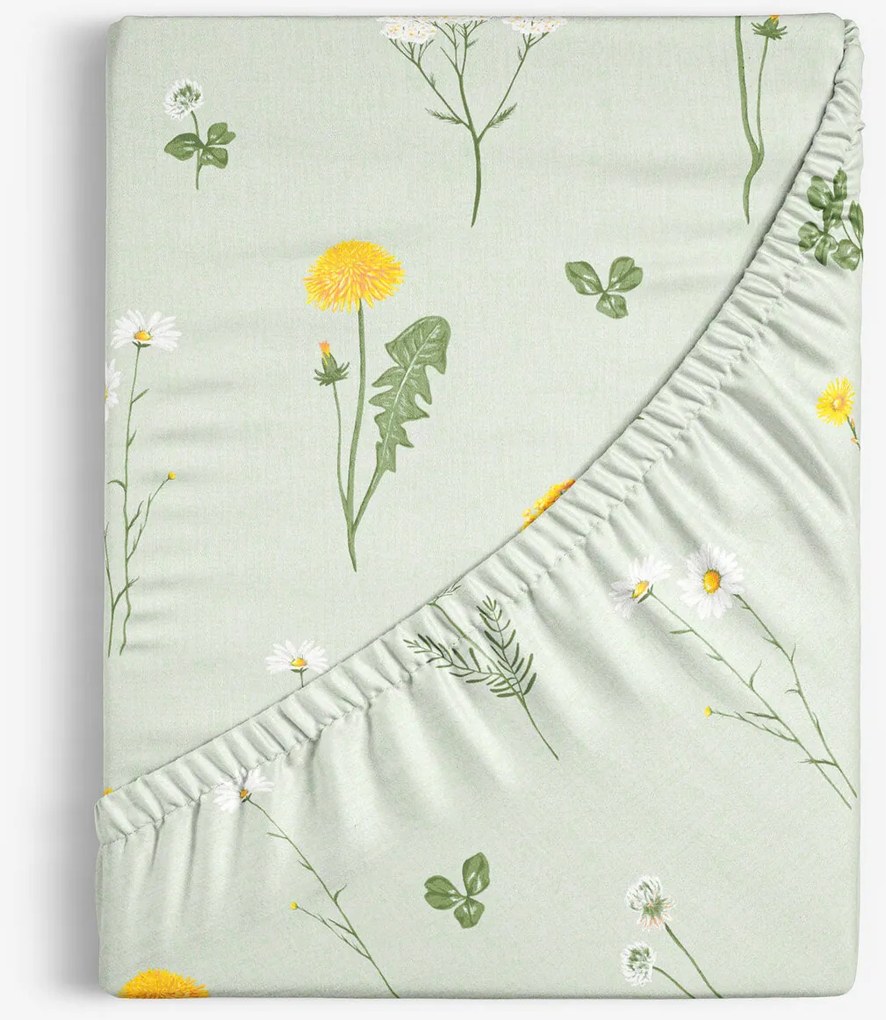 Goldea pamut körgumis lepedő - zöld mező 200 x 200 cm