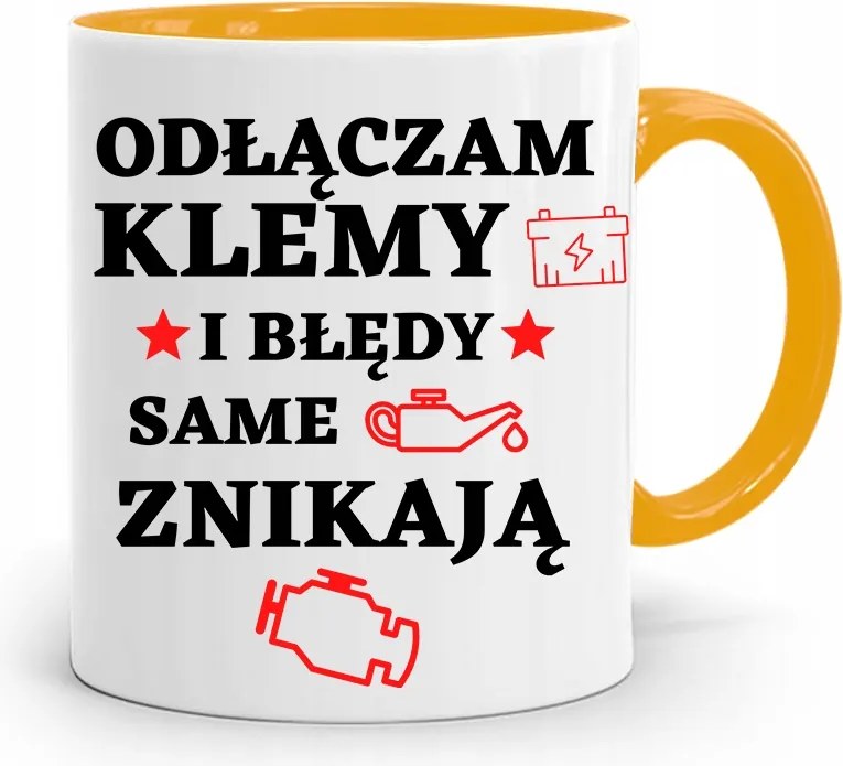 Sárga Bögre Ajándék Szerelőnek Leválasztom A Ragasztókat fényképes nyomtatással