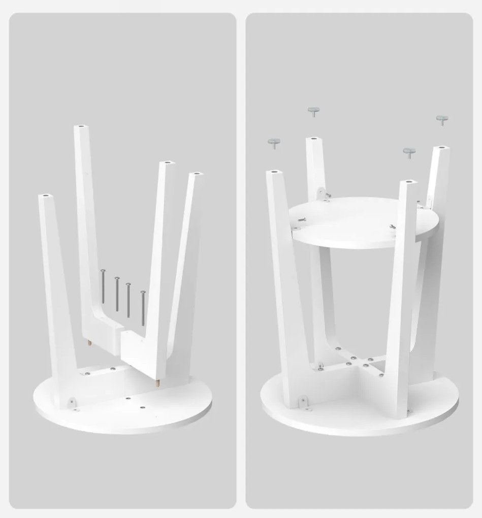 Lerakó asztal, fehér, 50 cm magas 40 cm átmérő