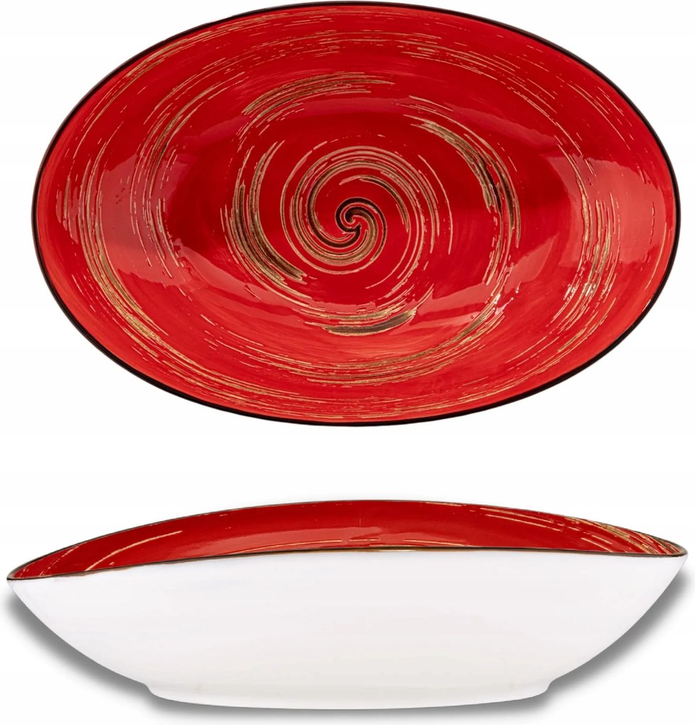 Salátatál Saláta tálaló Ovális porcelán piros Wilmax 30*19,5*7 cm