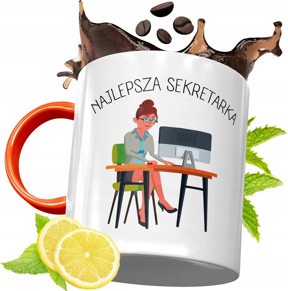 Narancssárga Bögre Titkárnőnek Ajándék fényképes nyomattal