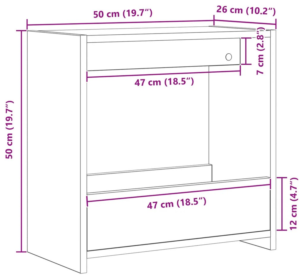 Oldalsó Asztal Fekete Tölgy 50x26x50 cm Műanyag Fa