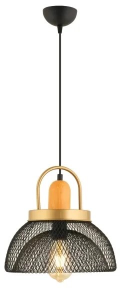 Kábelre függesztett csillár MONZA 1xE27/40W/230V, átmérő 29 cm, fekete/arany