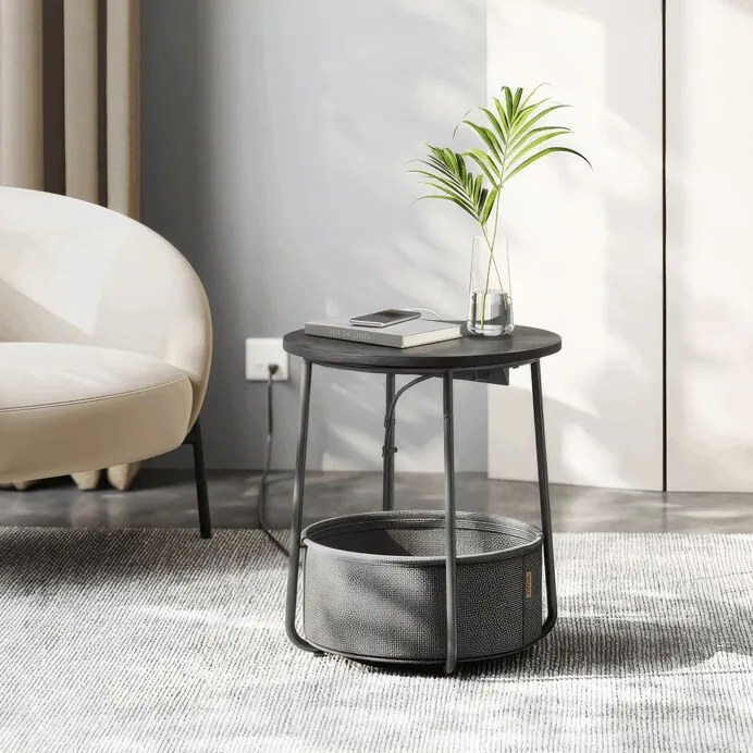 Lerakóasztal 45x45x50 cm, MDF, fekete, AKF-E1028 BK