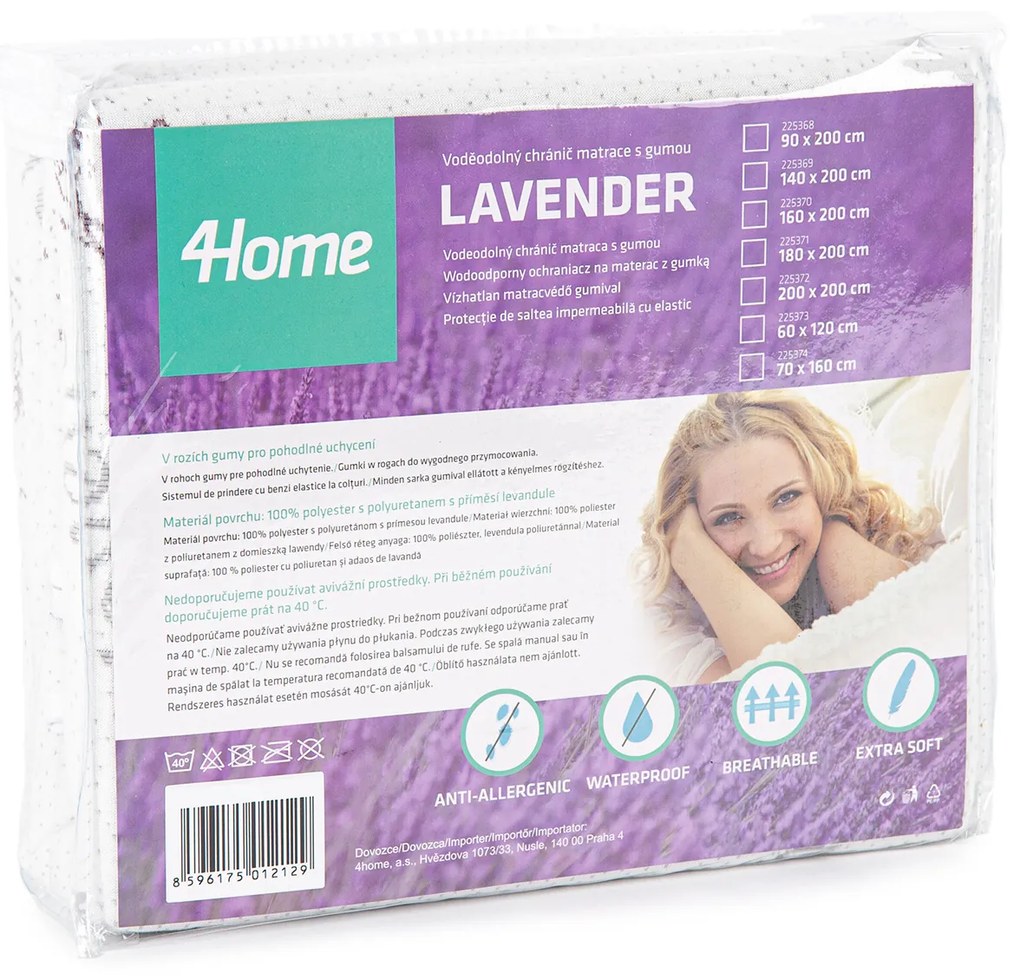 4Home Lavender gumifüles vízhatlan matracvédő, 60 x 120 cm