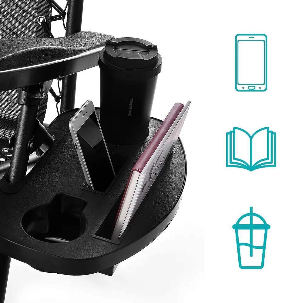 Zéró gravitáció szék napellenzővel és pohártartóval 2 db, több színben-fekete