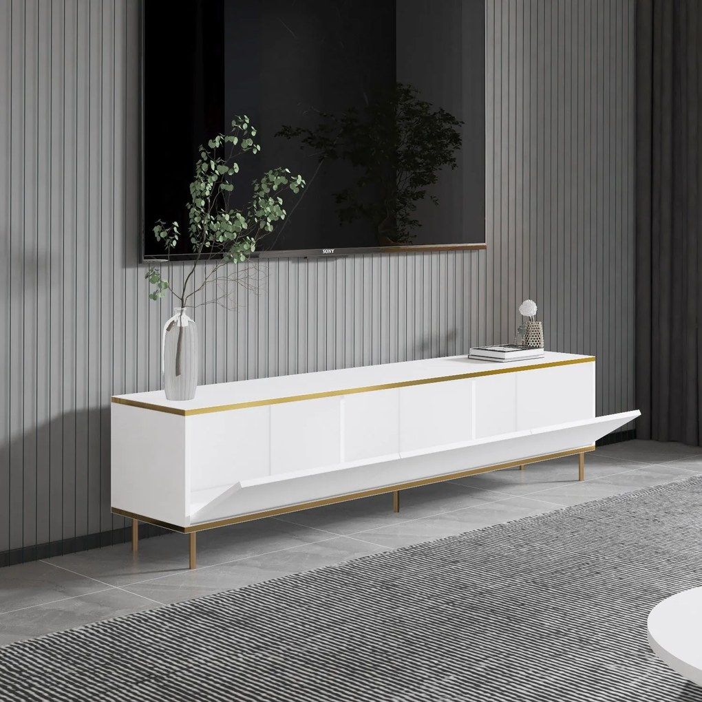 TV szekrény Imaj - White, Gold