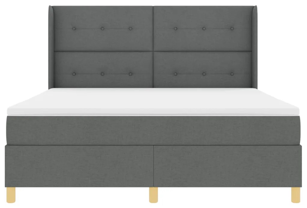 Boxspring Ágy Matrac LED-del Sötétszürke 180x200 cm Szövet