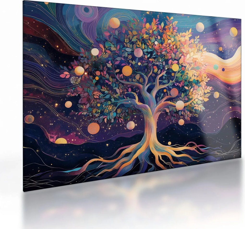 Üveg kép – Lila fa tele energiával (70x50 cm)
