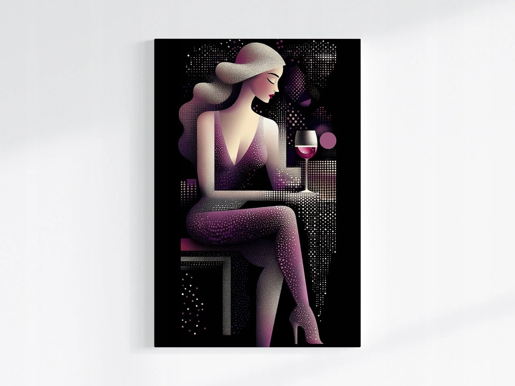 Canvas Vászonkép Nő Bár Bor Klub Retro Glamour Art Deco 40x60