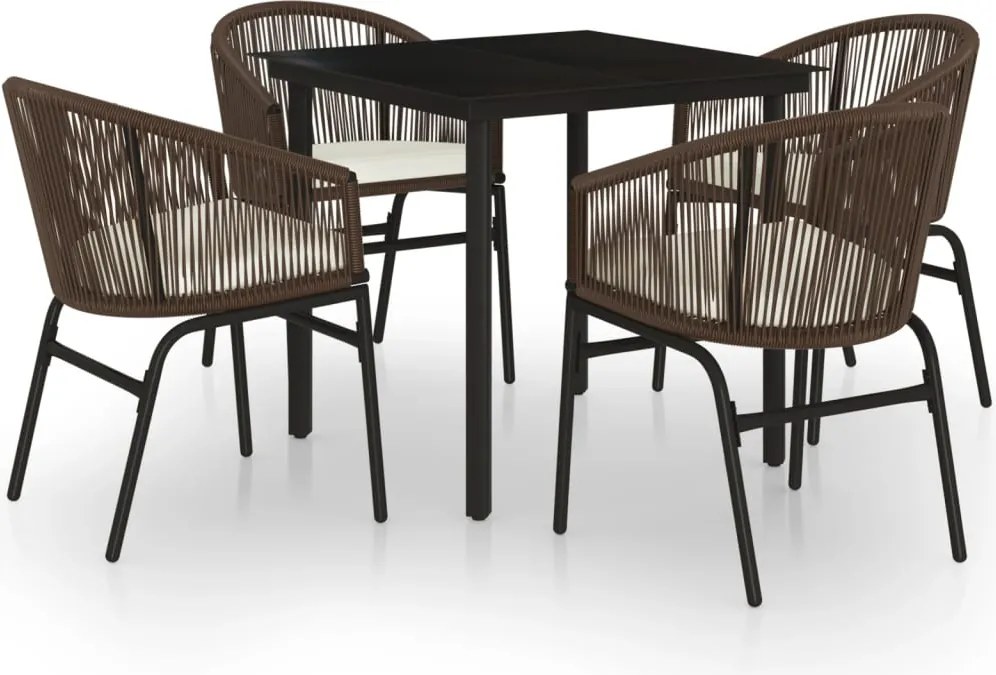 vidaXL 5 részes barna kerti étkezőgarnitúra