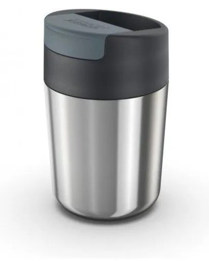 Sötétkék-fényes ezüstszínű utazóbögre 340 ml Sipp – Joseph Joseph