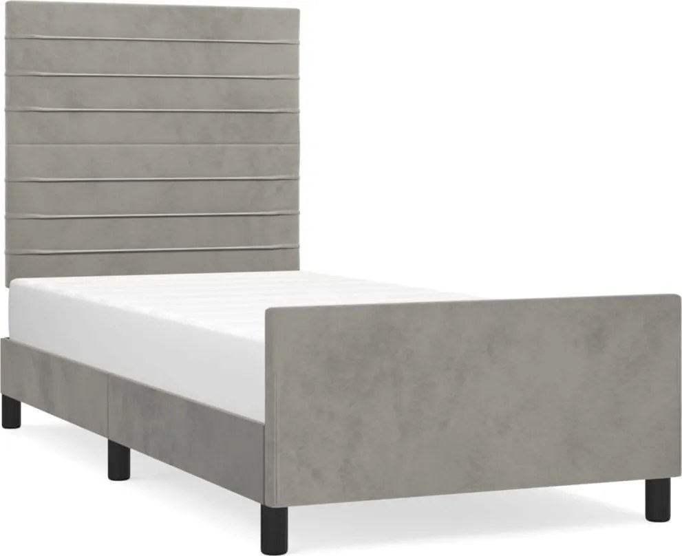 vidaXL világosszürke bársony ágykeret matrac nélkül 90x200 cm