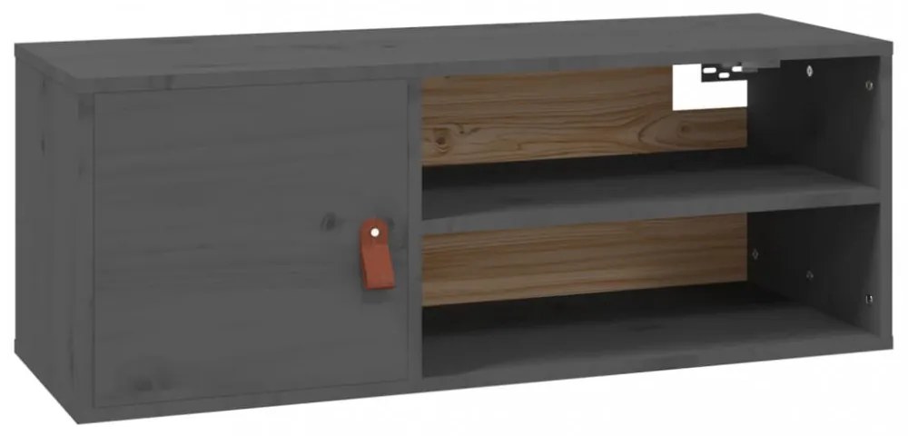 2 db szürke tömör fenyőfa faliszekrény 80 x 30 x 30 cm