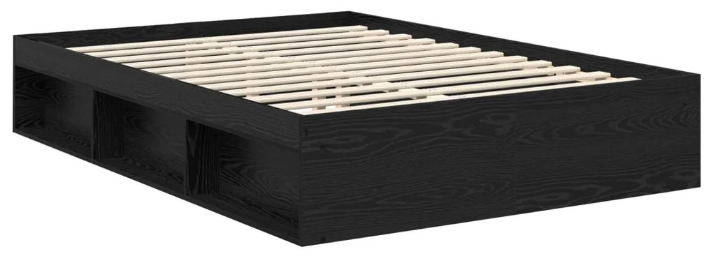 vidaXL Ágykeret matracmal fiókkal Fekete 160 x 200 cm Tömör fenyőfa