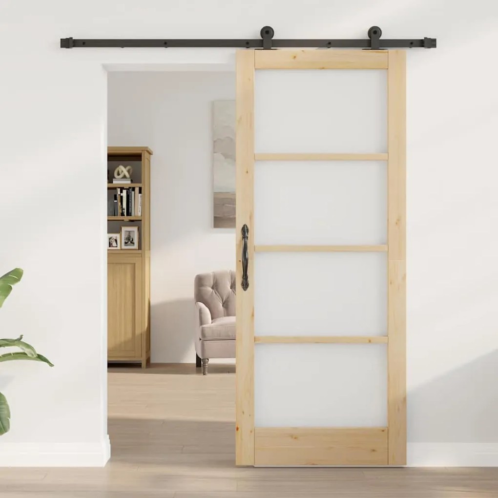 Csúszóajtó ORKDAL Barna 83 x 202 cm Fa és fém